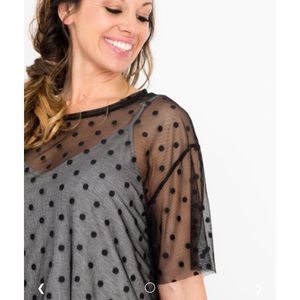 Agnes & Dora Mesh Tee Black Dot